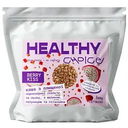 Каша з плющеної чорнозерної спельти та льону Healthy choice Berry kiss з малиною, полуницею та пітахаєю 300 г