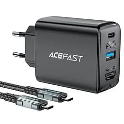 Сетевое зарядное устройство с кабелем Acefast A17 65W GaN multi-function HUB 4K HDMI USB-A черный