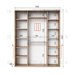 Шафа-купе Idea серія 3 190 x 60 x 240 см Дуб сонома - мініатюра 2