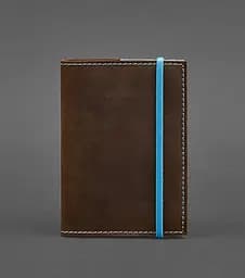 Кожаная обложка для паспорта 1.0 темно-коричневая с бирюзовым.