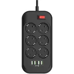 Мережевий фільтр-подовжувач СolorWay CHE-64, 6 розеток 4xUSB 2 м Black