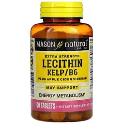 Лецитин с морскими водорослями, витамином В6 и яблочным уксусом Mason Natural 100 таблеток