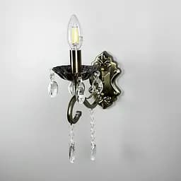 Бронзовая бра-свеча с хрустальными подвесами Line F 6071/1