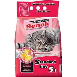 Бентонитовый наполнитель для кошачьего туалета Super Benek Standard Line Citrus 5 л