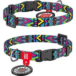 Нашийник для собак Waudog Nylon нейлоновий c QR паспортом, малюнок Інді, пластиковий фастекс, XS, Ш 10 мм, Дов 20-30 см