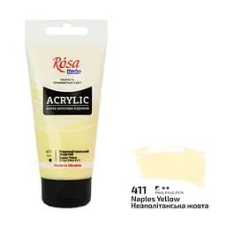 Фарба акрилова Неаполітанська жовта (411) 75 мл Rosa Studio