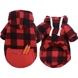 Худи Ginger для животных 5/XL Клеточка с карманом красное