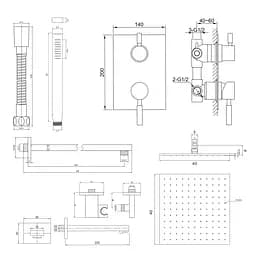 Душева система Kohlman Roxin 40 chrome + BOX прихованого монтажу KPL-QW211RQ40, Хром - мініатюра 2