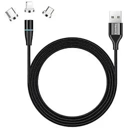 Дата кабель USB 2.0 AM to Lightning + Micro 5P + USB-C 1.0m Magnetic ColorWay (CW-CBUU038-BK)