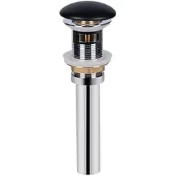 Донний клапан з переливом Qtap PU03O 70x70x227.5 Matt black, Чорний матовий