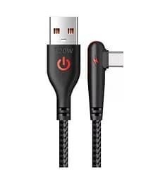 Плетеный кабель для быстрой зарядки USB Type C. 90 градусов. Черный 1,5м 