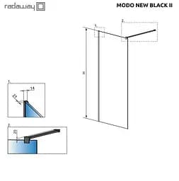 Душова перегородка Radaway Modo New Black II 155 см профіль чорний 389155-54-01 - мініатюра 3