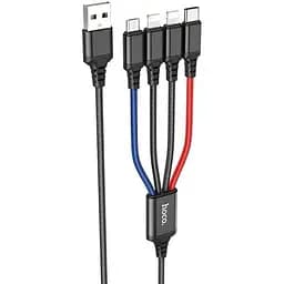 Кабель Hoco X76 4 in 1 Super charging cable iP + iP + Type-C + Micro Чорний