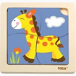 Деревянный мини-пазл Viga Toys Жираф 4 элемента (51319)