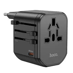 Універсальний зарядний пристрій Hoco AC15 Walker Three-Port PD20W(1C2A) Universal Conversion Charger Black - мініатюра 2