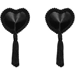 Эротические наклейки на соски с кисточками Obsessive Tassel nipple covers Black, черные