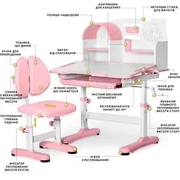 Комплект меблів Mealux Octo Pink: стіл + стільчик + полиця (BD-33 PN) - мініатюра 3