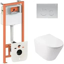 Набір Q-tap Nest 4 в 1 підвісний унітаз Swan Ultra Quiet 485x360x320 + комплект інсталяції QT16335179W45152