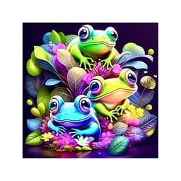 Картина за номерами на чорному фоні Strateg Різнобарвні жабенята 40х40 см