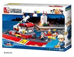 Конструктор SLUBAN Пожарные Катер, 429 деталей, фигурки, 47.5x33x7 см