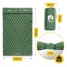 Килимок (каремат) надувний Mountain Goat 200 x 120 x 7 см двомісний з вбудованим насосом Navy Green (P-5905973403573) - мініатюра 4