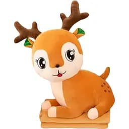 Подушка-игрушка 3в1 Бемби с пледом, коричневый ТМ COLORFUL HOME 7419BR