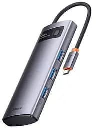 USB-Хаб Baseus Metal Gleam Series 4-in-1 (4xUSB3.0) gray (WKWG070013)