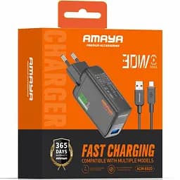 МЗП Amaya E82D QC3.0 30W (1USB-A) + кабель USB to Type-C Black - мініатюра 2