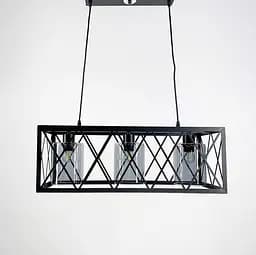 Люстра в чорному каркасі на 3 плафони Line.F Колір плафона Янтарний