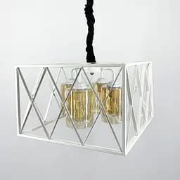 Підвісна люстра в стилі Лофт в білому корпусі Line.F Колір плафона Янтарний