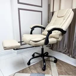 Крісло комп'ютерне DEXON OPTIMA з еко-шкіри з підставкою для ніг Бежевий - мініатюра 16