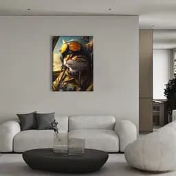 Картина постер на полотні BrushMe Котик-пілот