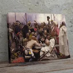 Інтер'єрна картина Запорожці пишуть листа турецькому султанові, Ілля Рєпін, Ilya Repin, 60×101 см (id3423)
