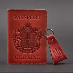 Подарунковий набір шкіряних аксесуарів з українською символікою корал - мініатюра 5