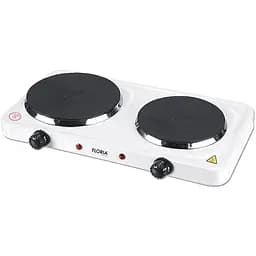 Настільна плита Floria ZLN2843 білий, 2500W (1500+1000), електрична, 2 конфорки, чавун, захист від перегріву