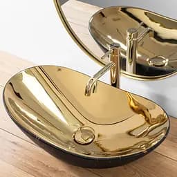 Умивальник Rea Rea Royal In Gold Marble Black Matt накладний REA-U8007, Золотий - мініатюра 3