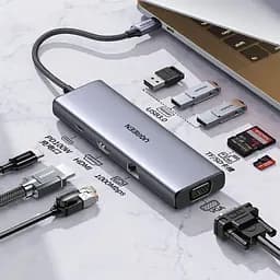 Док-станція USB3.1 Type-C --> HDMI/VGA/USB 3.0х3/RJ45/SD/TF/PD/3,5мм TRRS 100W 10-in-1 CM498 Ugreen - мініатюра 3