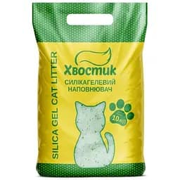 Уценка. Силикагелевый наполнитель для кошачьего туалета Хвостик мелкий с зелеными гранулами 10 л (163084)