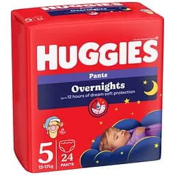 Підгузки-трусики Huggies Overnight 5 (12-17 кг) 96 шт. (4 п. x 24 шт.) - мініатюра 3