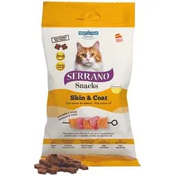 Лакомство натуральное для кошек Serrano из Омега 3+ DHA-кислота с лососем и тунцем 50 г