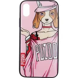 Чохол-накладка PUZOO Glass Printing with TPU Yuppie iPhone X Annie Pink