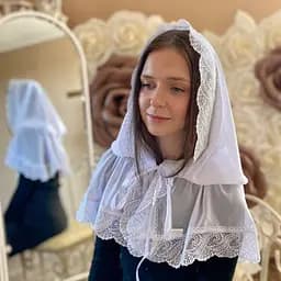 Жіночий палантин для відвідування храму, церкви, монастиря, обряду хрещення, вінчання мереживна шифонова хустка на голову Ніжність перлин 80*120 см Betis білий