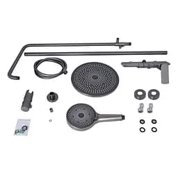 Душова система універсальна Qtap Slavonice на три споживача (з виливом) QTSLA111GMB45905 Gunmetal Black PVD, Шліфований чорний хром - мініатюра 12
