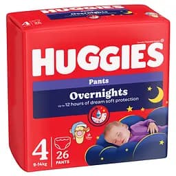 Підгузки-трусики Huggies Overnight 4 (9-14 кг) 104 шт. (4 п. x 26 шт.) - мініатюра 3