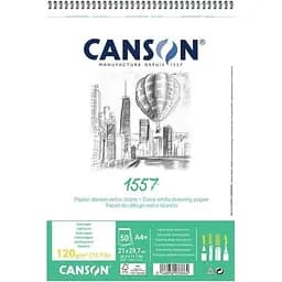 Альбом для ескізів на спіралі Canson 1557 А4 (21х29.7см) 120г/м2 50л білий колір