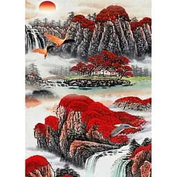  Алмазна мозаїка Strateg Гори та водоспад 30х40 см без підрамника (JSDF81910)