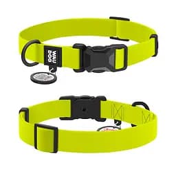 Ошейник для собак водостойкий Waudog Magnet с QR-паспортом магнитная пряжка-фастекс XL Ш 25 мм Д 38-58 см лимонный