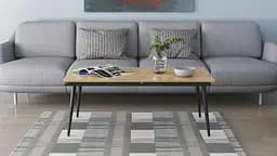 Стіл журнальний трансформер Dandi Small Ferrum-decor 45x120(160)x60 Чорний метал ДСП Дуб Артізан 16 мм (FRD-106792) - мініатюра 10