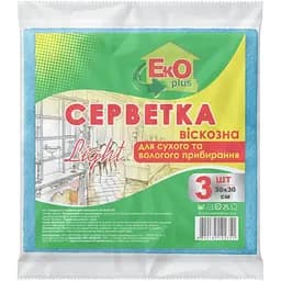Серветки EKO+ віскозні 30х30 см 3 шт.