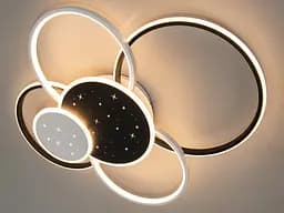 Люстра стельова LED Diasha 2448WH+BK dimmer 2448WH+BK, 115W, 6325 лм, біла+чорна, сучасний стиль для вітальні, кухні, офісу - мініатюра 2